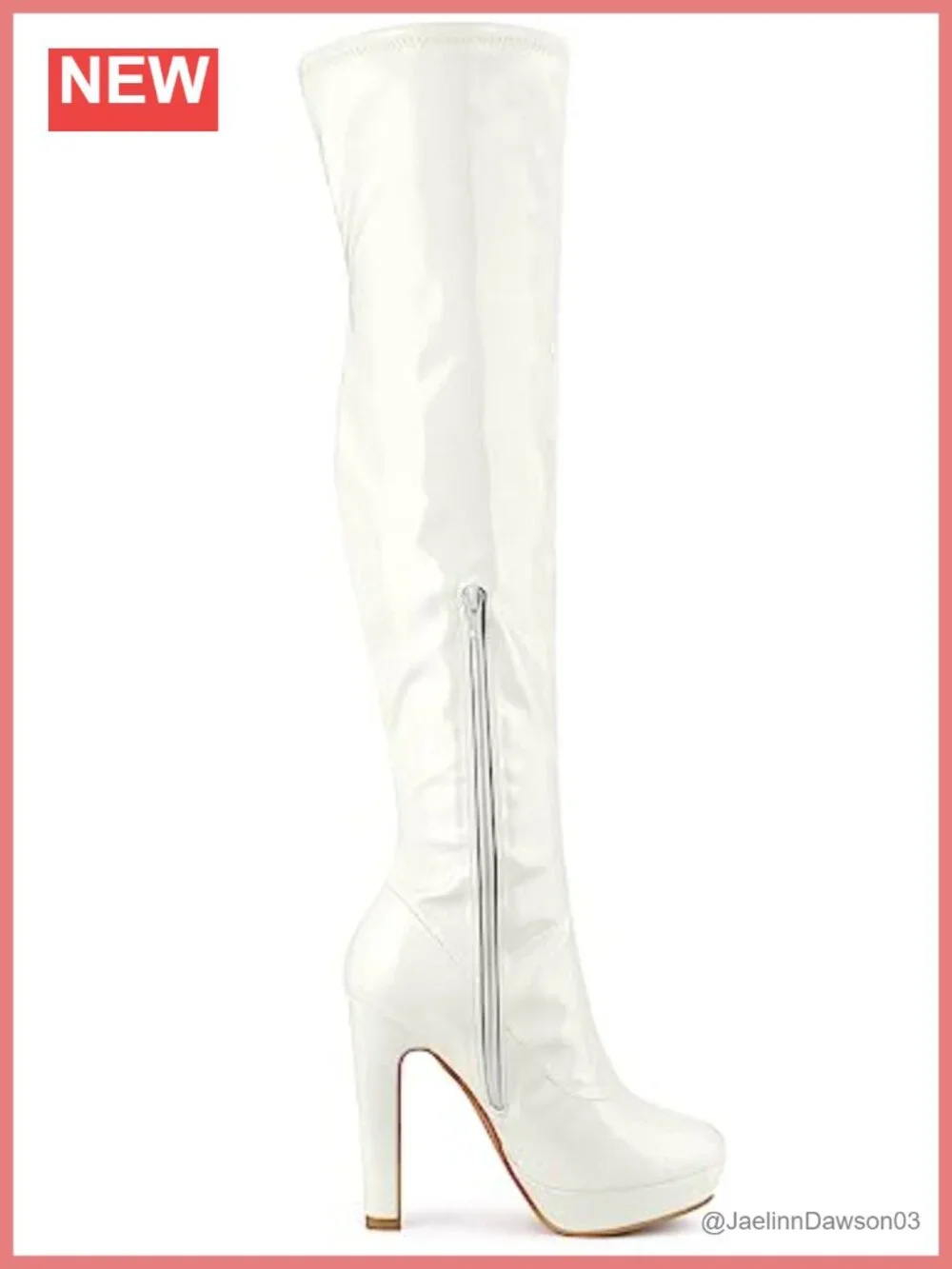 Platform Over The Knee Chunky Heel Boots Patent Leather Zip